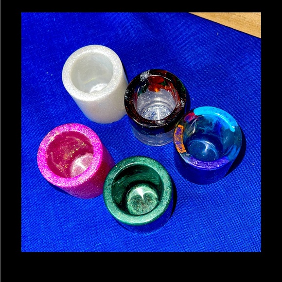 Set of 5 Shot Glasses Colorful Epoxy Resin Colors Handmade. - Picture 2 of 4
